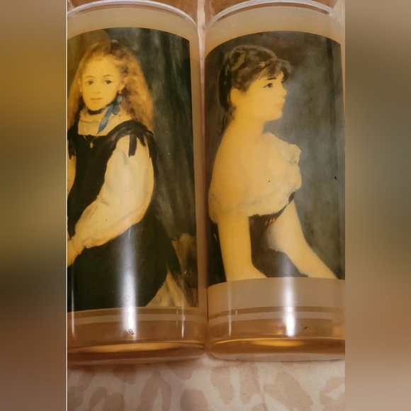 Vintage Set Of 6 Vue-Lon Ware By Litho Glass Lockport Renoir Children Highball - Picture 4 of 8